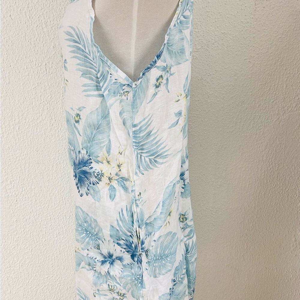 LUNGO L'ARNO LINEN Blue TROPICAL PRINT DRESS NEW Various Sizes MADE IN ITALY - Picture 6 of 7